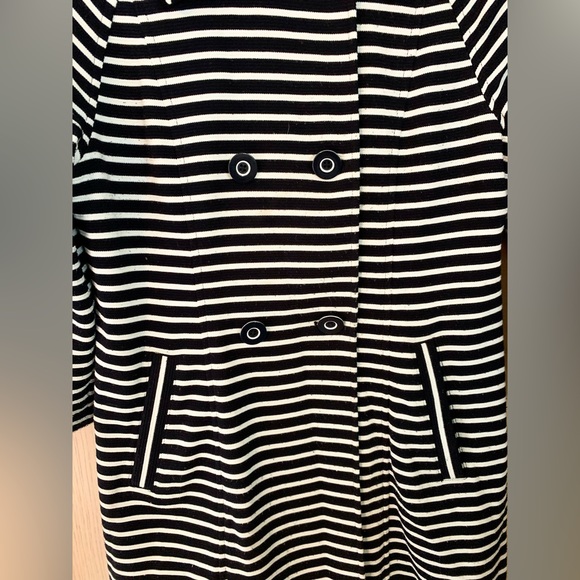 CAbi Maritime Trench Coat Blue & White Striped Nautical Jacket Style 5151 Medium - Picture 8 of 11